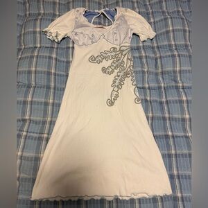 White Dress with Embroidered Details